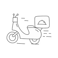 Line Art Illustration of a Classic Scooter With a Side Cargo Box