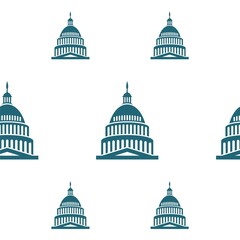 US Capitol building seamless pattern isolated on white background