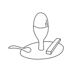 Simple Line Doodle of a Breakfast Scene With an Egg and Utensils on a Plate