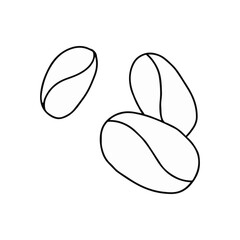 Simple Hand-Drawn Doodle of Three Coffee Beans on a White Background