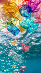 Vibrant Plastic Pollution, Water Surface, Environmental Threat