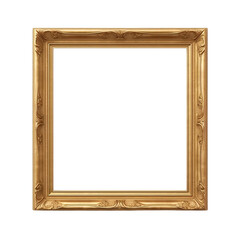 Vintage Baroque Square Gold Frame isolated on transparent background PNG