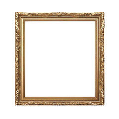 Vintage Baroque Square Gold Frame isolated on transparent background PNG
