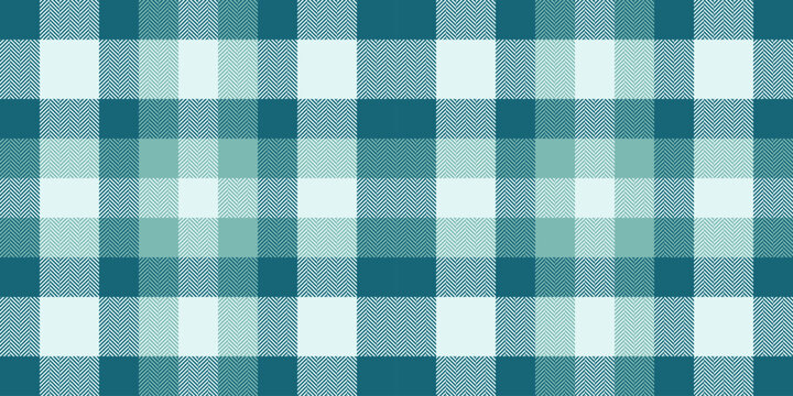 Doodle seamless check texture, aesthetic textile tartan fabric. Hotel pattern vector plaid background in cyan and light colors.