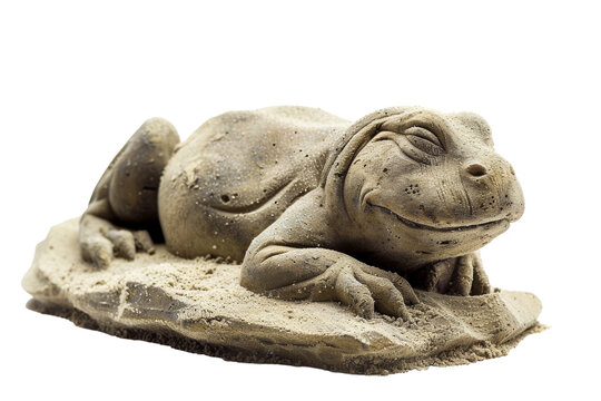 Statue of a Frog Laying on a Rock