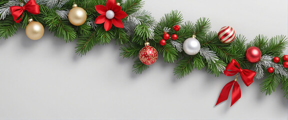 Fototapeta na wymiar Christmas decoration border spruce