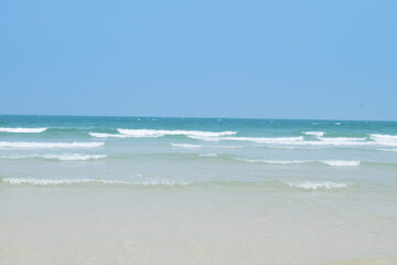 Fototapeta na wymiar Blue sea with white sand in summer.