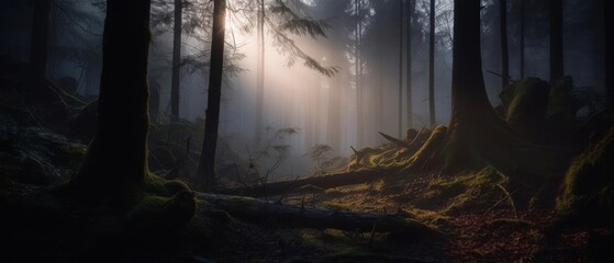 Magical Forest backlight with sunrise