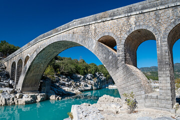 View of a the stone bridge of Templa, built in 19th century, one of the finest samples of traditional architecture in Central Greece