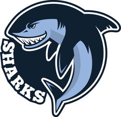Sharks badge. Sport team logo. Power sign