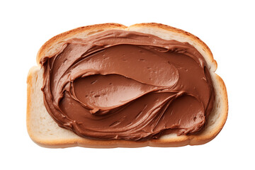 Chocolate spread on slice of bread isolated on transparent or white background, png