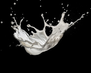 milk splash on black background
