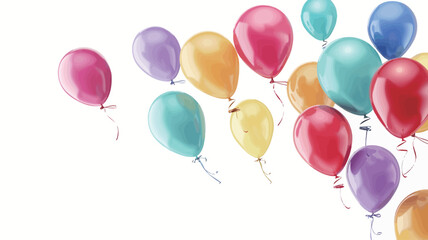 Colorful balloons on white background. Celebration concept. 3D Rendering