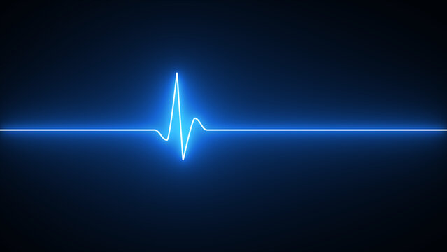 Neon glowing heartbeat or pulse rate line. Health and Medical concept. EKG Pulse line, cardiogram and rhythm.