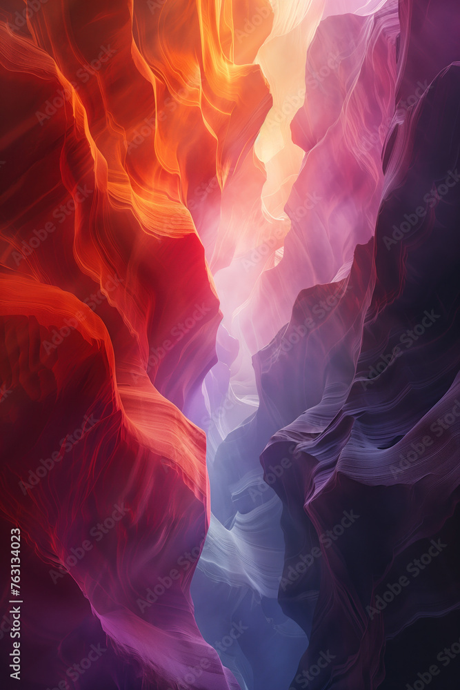 Poster surreal colorful canyon landscape. background image. created with generative ai technology.
