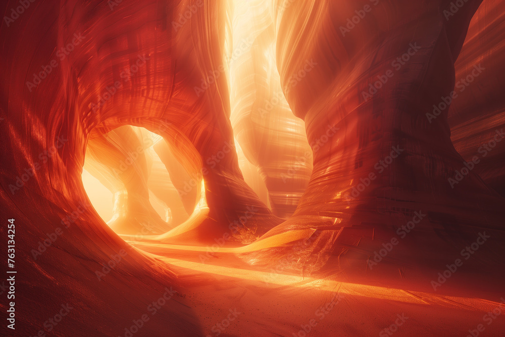 Poster light in a canyon. surreal colorful canyon landscape. background image. created with generative ai t
