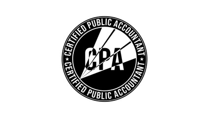 Certified public accountant sign, black isolated silhouette
