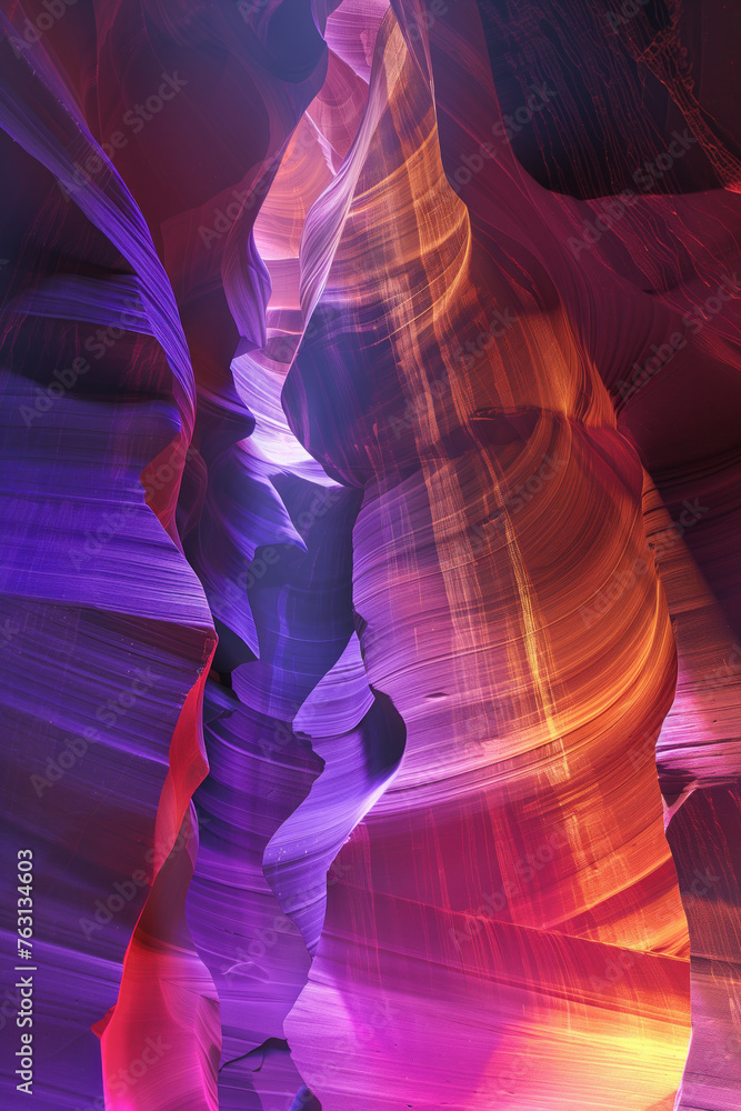 Poster surreal colorful canyon landscape. background image. created with generative ai technology.