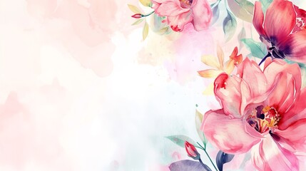 Fototapeta na wymiar Floral watercolor composition illustration banner