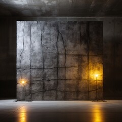 a concrete wall with lights