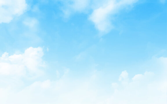Sky blue background. Sky cloud clear. Background with clouds on blue sky. Vector background