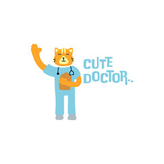 Cute doctor cat vector illustration for fabric, textile and print