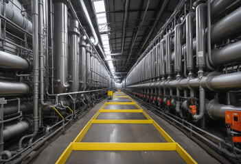 Pipeline, storage tanks and pipe rack of petroleum, chemical, hydrogen or ammonia industrial plant - obrazy, fototapety, plakaty