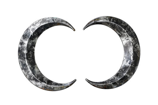 Metal Crescents on White Background
