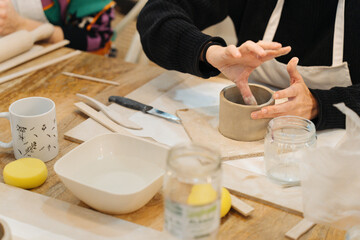 Creative Ceramics: Middle-Aged Women Shaping Clay