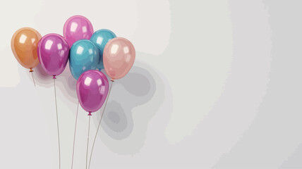 Colorful balloons on white background with copy space. 3D rendering