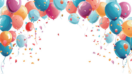 Colorful balloons with confetti on white background. Vector illustration.