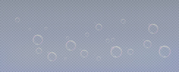 Realistic soap bubbles.Flying bubbles on a transparent background.	 - obrazy, fototapety, plakaty