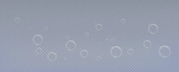 Fotobehang Realistic soap bubbles.Flying bubbles on a transparent background.  © blagorodez