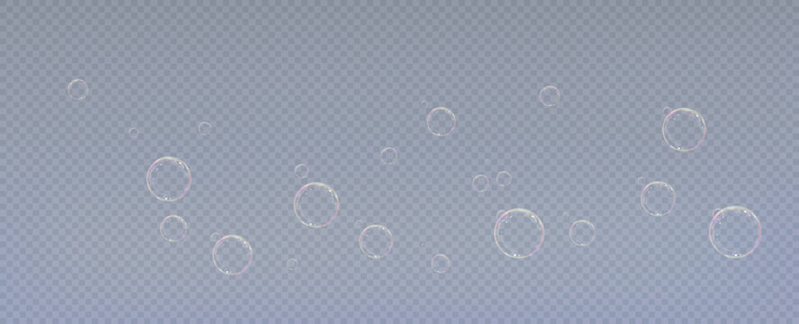 Realistic soap bubbles.Flying bubbles on a transparent background.	