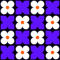 Abstract seamless pattern with flowers. Modern geometric vector background for textile, fabric, wallpaper, wrapping.