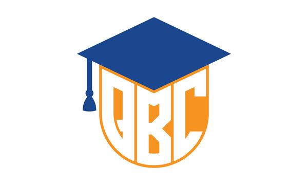 QBC initial letter academic logo design vector template. school college logo, university logo, graduation cap logo, institute logo, educational logo, library logo, teaching logo, book shop, varsity