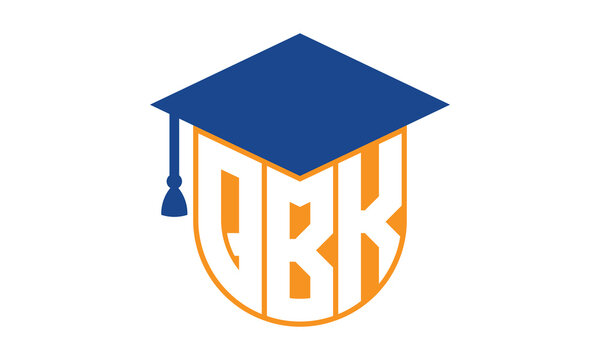 QBK initial letter academic logo design vector template. school college logo, university logo, graduation cap logo, institute logo, educational logo, library logo, teaching logo, book shop, varsity