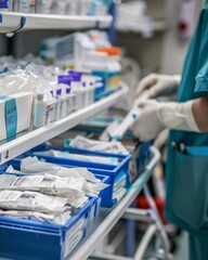 Healthcare Worker Organizing Medical Supplies