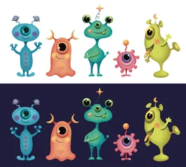 Fotobehang Aliens. Kit. Color characters. Freaks. Cute aliens. © Anna