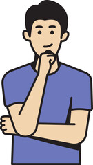 person doing thinking outline style illustration