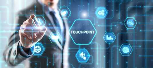 Touchpoint. Business Technology Strategy advertising and marketing concept