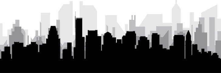 Fototapeta premium Black cityscape skyline panorama with gray misty city buildings background of BOSTON, UNITED STATES
