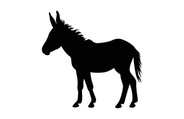 Obraz na płótnie Canvas Donkey animal Silhouette black Vector isolated on a white background