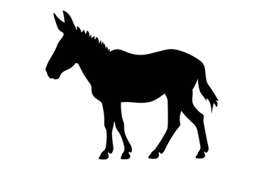 Donkey black Silhouette Vector isolated on a white background
