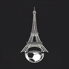 Football or soccer sport logo Eiffel Tower Logo Paris. Icon design.