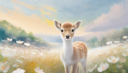 かわいい子鹿のイラスト - obrazy, fototapety, plakaty