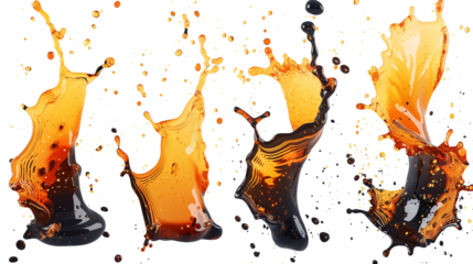 Set of orange and black splashes.