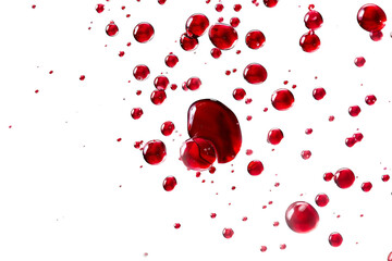 Blood Drops Falling Down Into a White Background