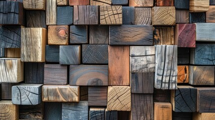 Background made from wooden blocks, modern texture.