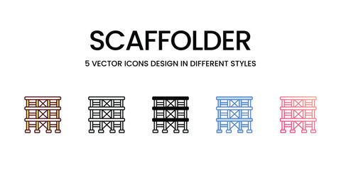 Scaffolder icons set in different style vector stock illustration